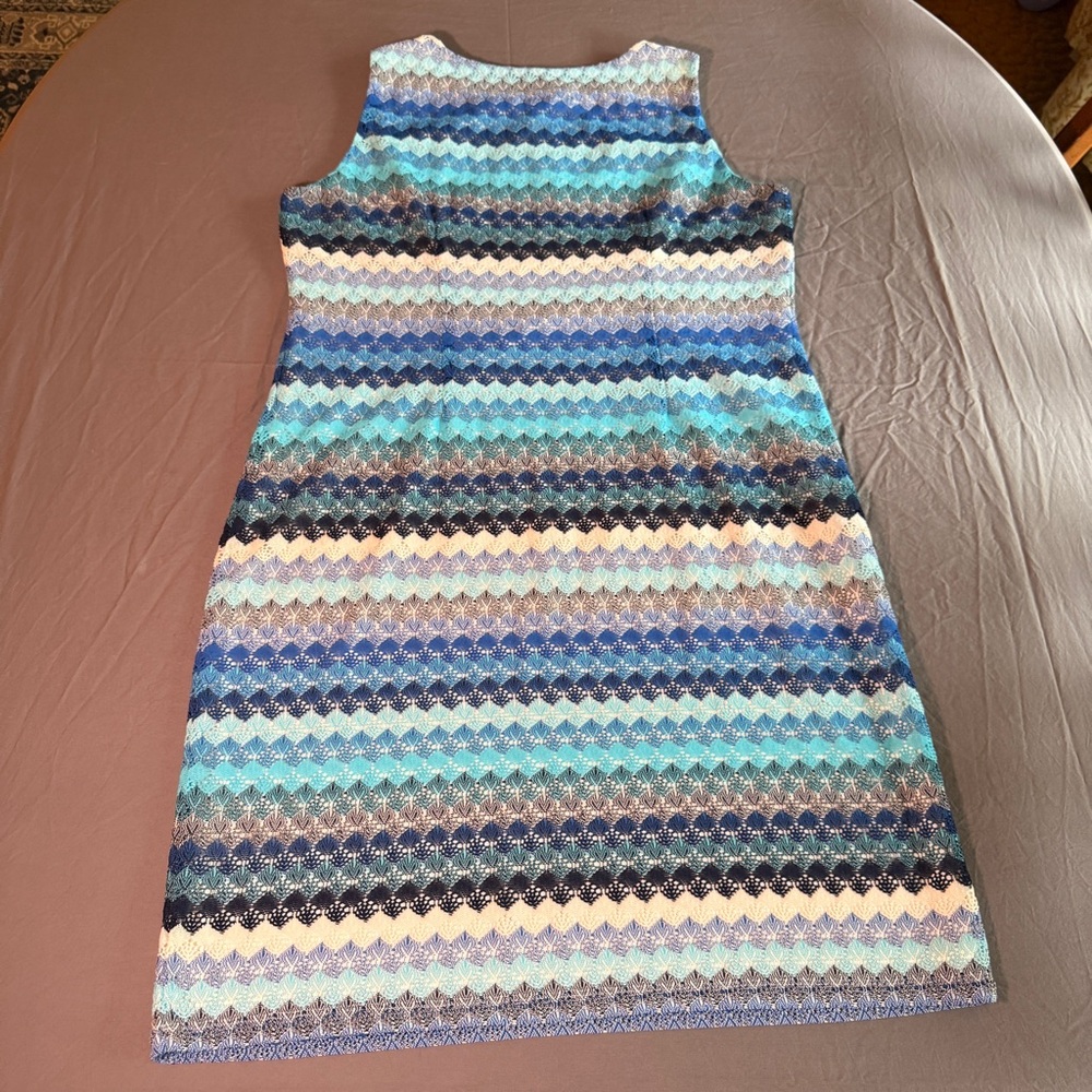 Style & Co Blue and While Striped Crochet Dress Size 16 - Picture 4 of 5